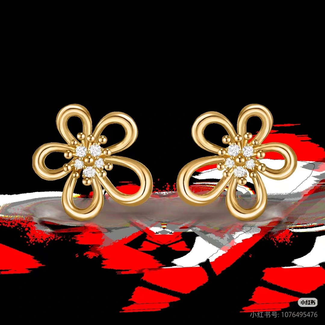 Van Cleef & Arpels(ヴァンクリーフ&アーペル / VCA)イヤリング FKEPM0008-056新作ダイヤモンド留めドロップ镂空フラワーイヤリング 品番:CHM138354 ホワイトゴールド イエローゴールド シャンパンゴールド