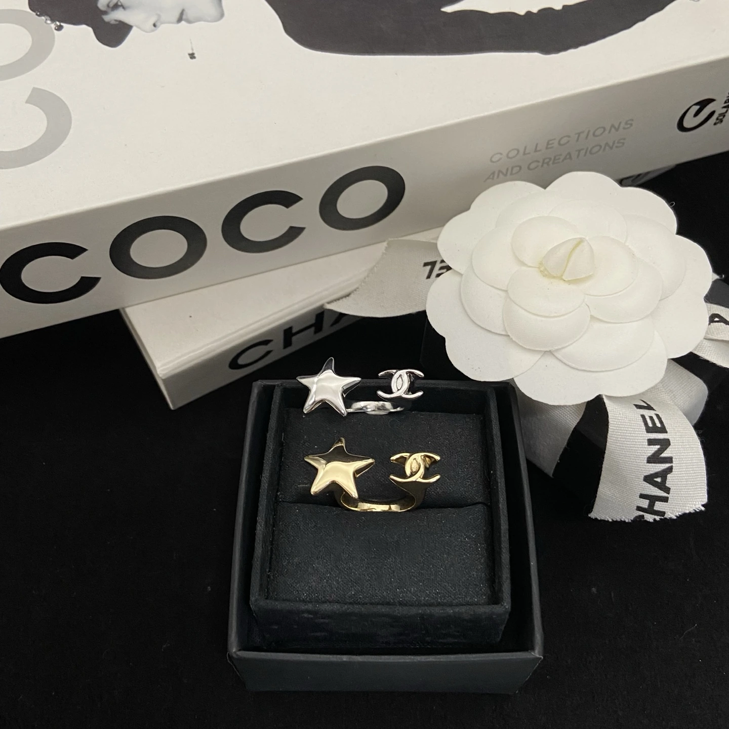 2️⃣色 🦢Chanel（シャネル / Chanel）Chanel（シャネル / Chanel）新作26sスターダブルCリング とてもデザイン感 俏皮可爱 サイズ：6 7 8