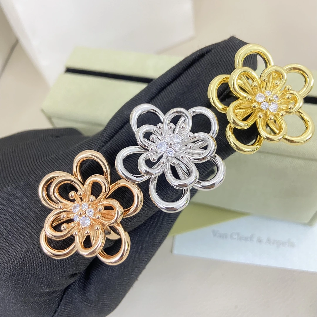 Van Cleef & Arpels(ヴァンクリーフ&アーペル / VCA)リング FKJZM0010-044新作二合一ダイヤモンド留め鏡面ペタルリング サイズ:6.7.8# 品番:BDM132286