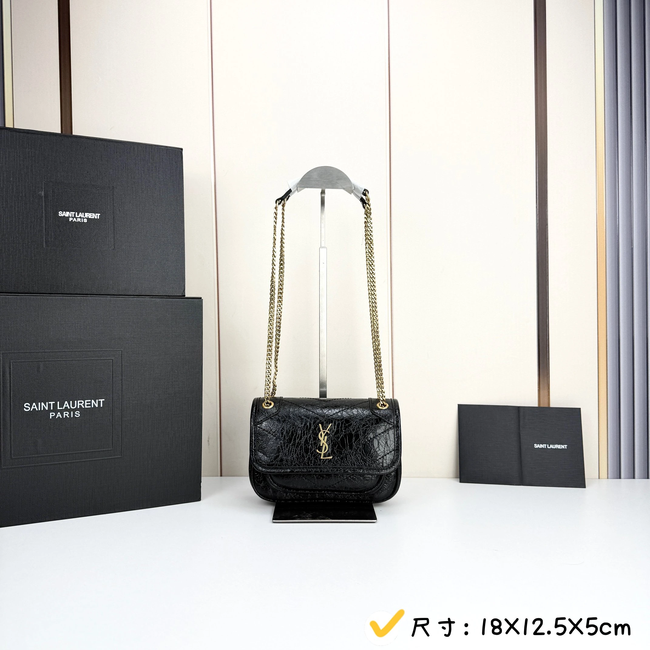 Saint Laurent Ysl金色ロゴ NIKI ミニチェーンバッグ