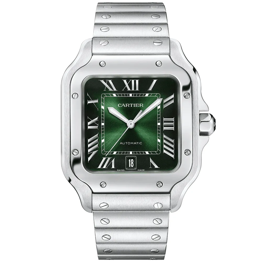 CARTIER Santos De Large Model Automatic Green Dial Men's Watch