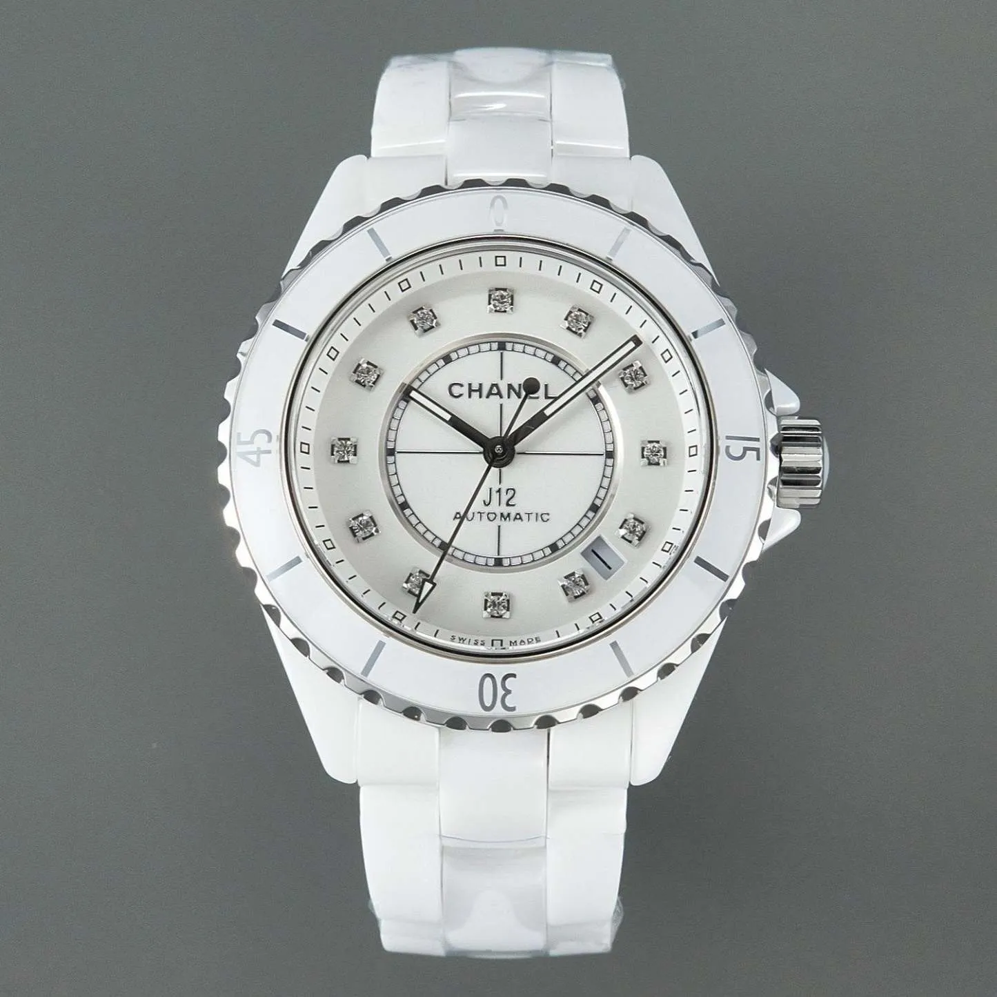 J12 Automatic White Ceramic Diamond Numerals White Dial