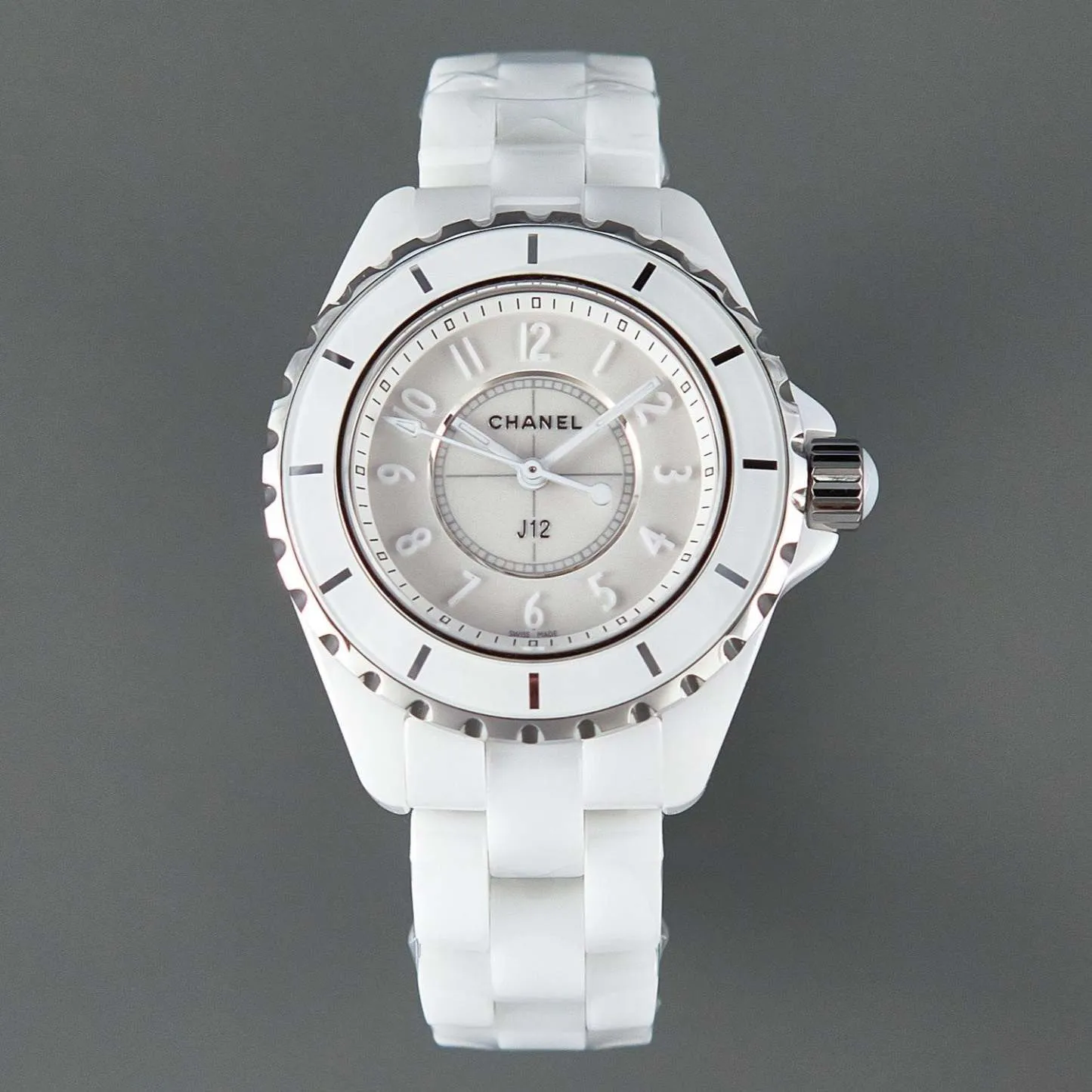J12 Quartz White Ceramic White Numerals White Dial