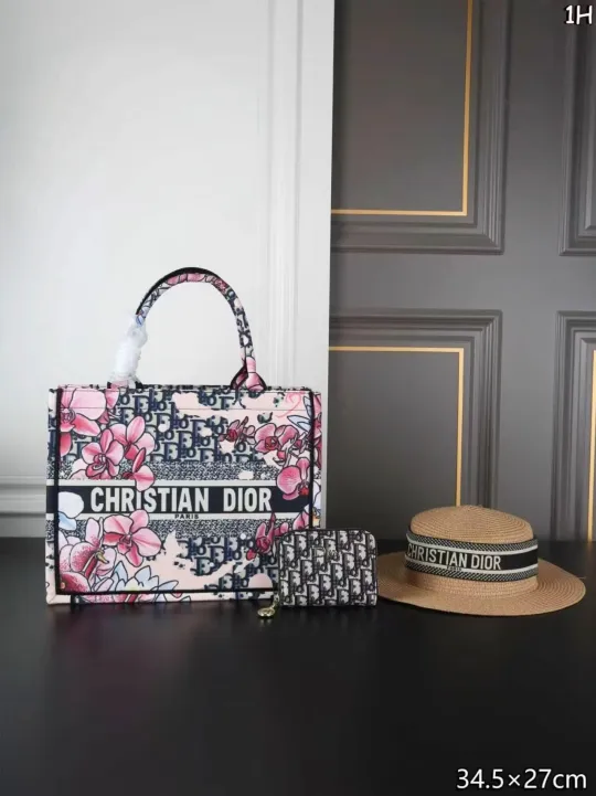 「クリスチャン・ディオール」CHRISTIAN DIOR トートバッグ+財布+麦わら帽子 3 点セット 限定セール 大人気販売中