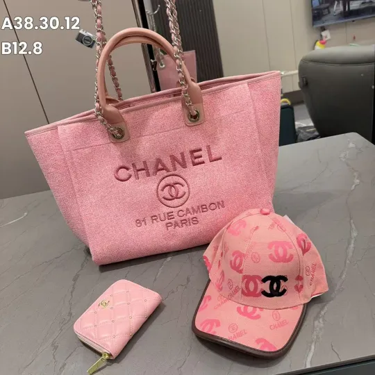 「シャネル」CHANEL ビーチトートバッグ+コンパクト財布+キャップ 3 点セット 限定セール 大人気販売中