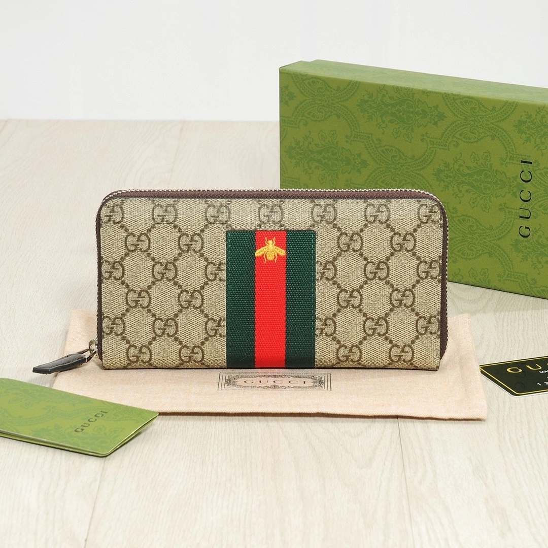 グッチ「Gucci」 ウェブ GGスプリーム キャンバス ジップアラウンドウォレット