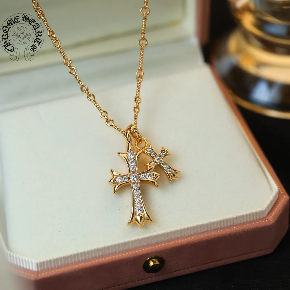 【Chrome Hearts】ネックレス、ダブルクロスネックレス高いファッションセンス
