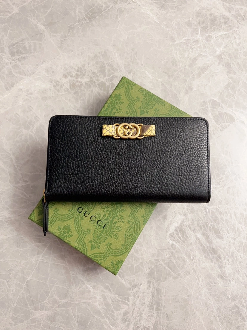 グッチ「Gucci」 ウェブ GGスプリーム キャンバス ジップアラウンドウォレット
