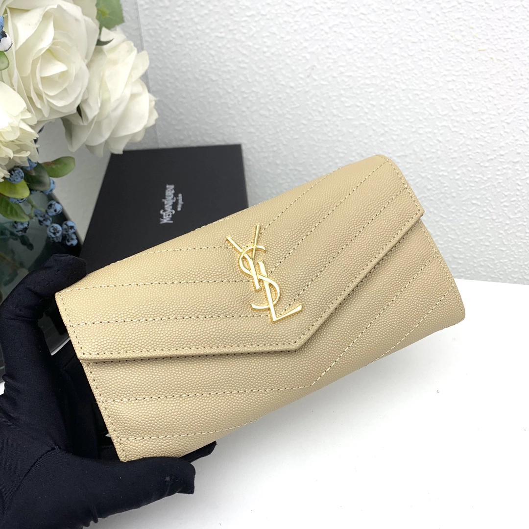 サンローラン「Saint Laurent」カサンドラ マトラッセ ラージ フラップウォレット
