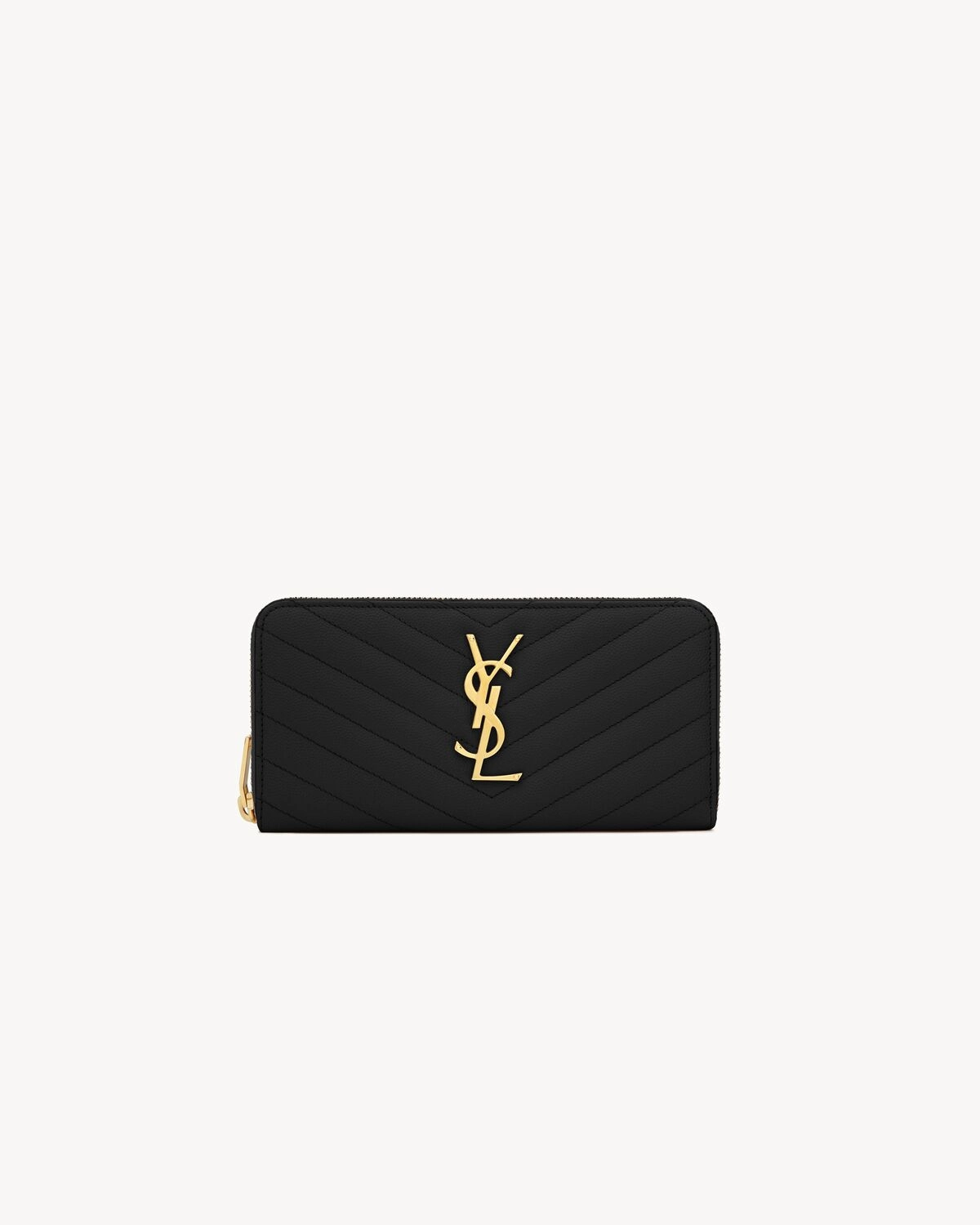サンローラン「Saint Laurent」モノグラム・サンローラン フルジップウォレット(グレインパウダーテクスチャー キルティングレザー)
