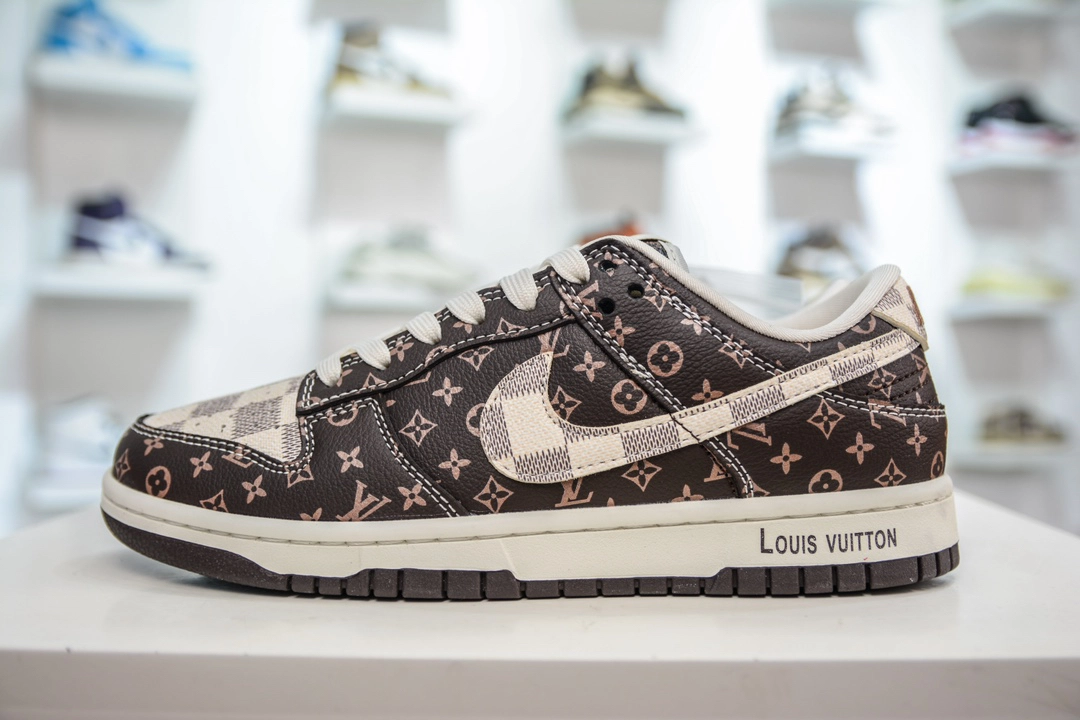 ルイ・ヴィトン × ナイキ Dunk Low コラボカスタム レトロテイスト コーデ万能トレンドスニーカー「LV Nike」