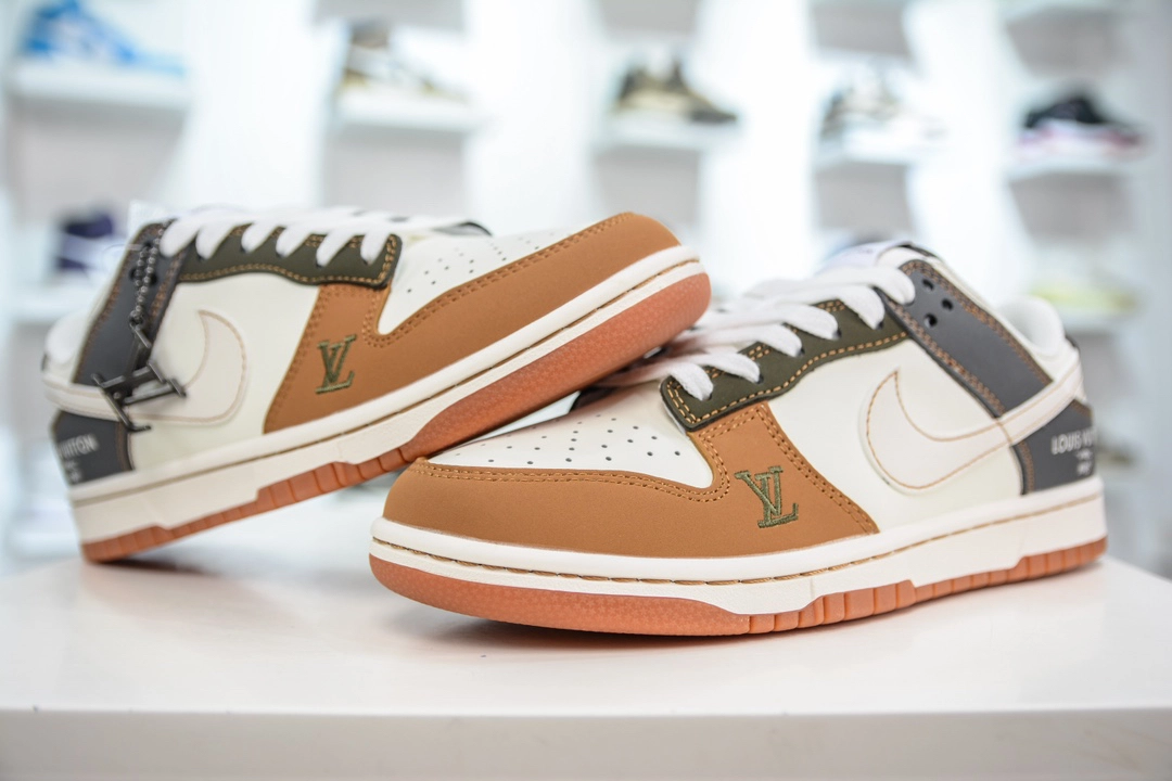 ルイ・ヴィトン × ナイキ Dunk Low コラボカスタム レトロテイスト コーデ万能トレンドスニーカー「LV Nike」