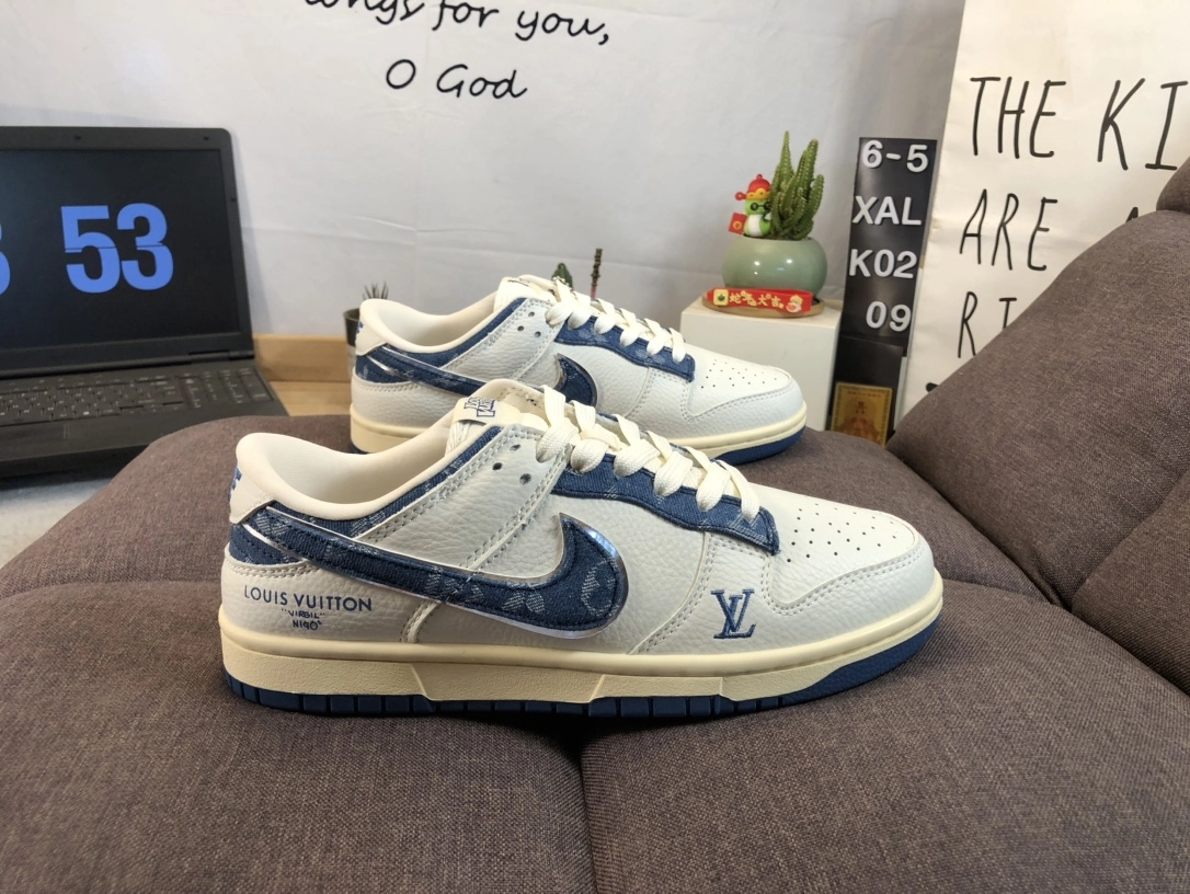ルイ・ヴィトン × ナイキ Dunk Low コラボカスタム レトロテイスト コーデ万能トレンドスニーカー「LV Nike」
