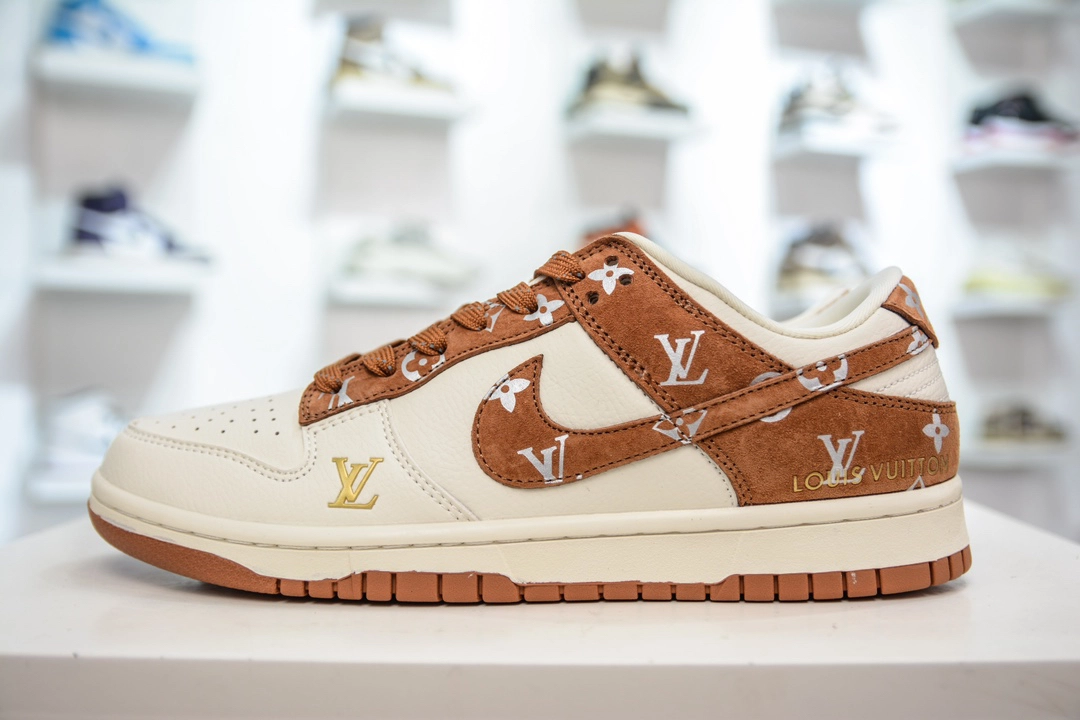 ルイ・ヴィトン × ナイキ Dunk Low コラボカスタム レトロテイスト コーデ万能トレンドスニーカー「LV Nike」
