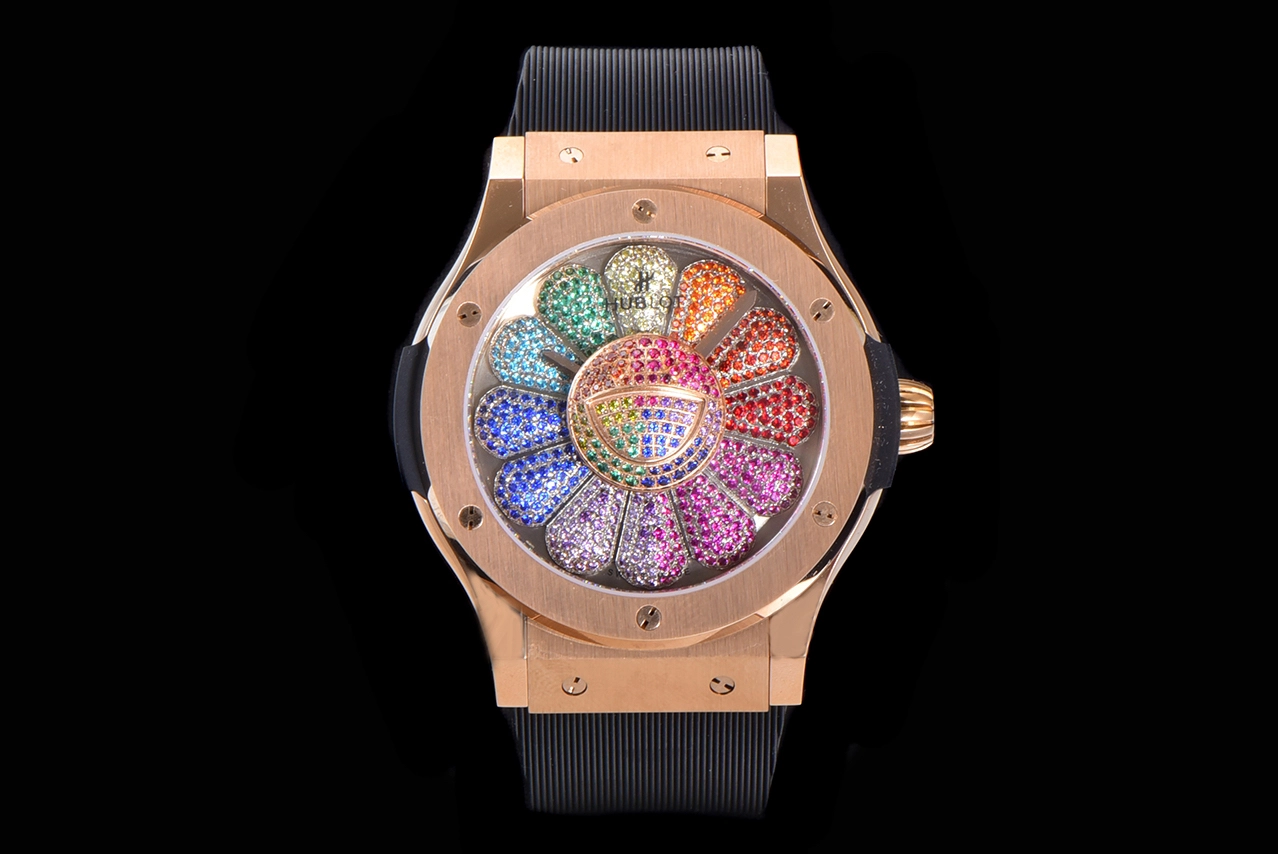 ウブロ「Hublot」クラシック フュージョン タカシ・ムラカミ サンライズ フラワー リミテッド エディション メンズウォッチ45MM