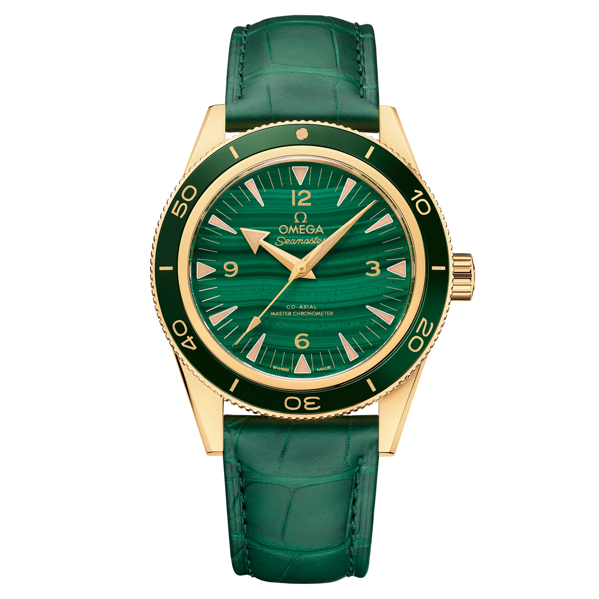 オメガ「Omega」Seamaster 300M マスター クロノメーター 41MMプラチナケース&クロコダイルストラップ メンズ腕時計