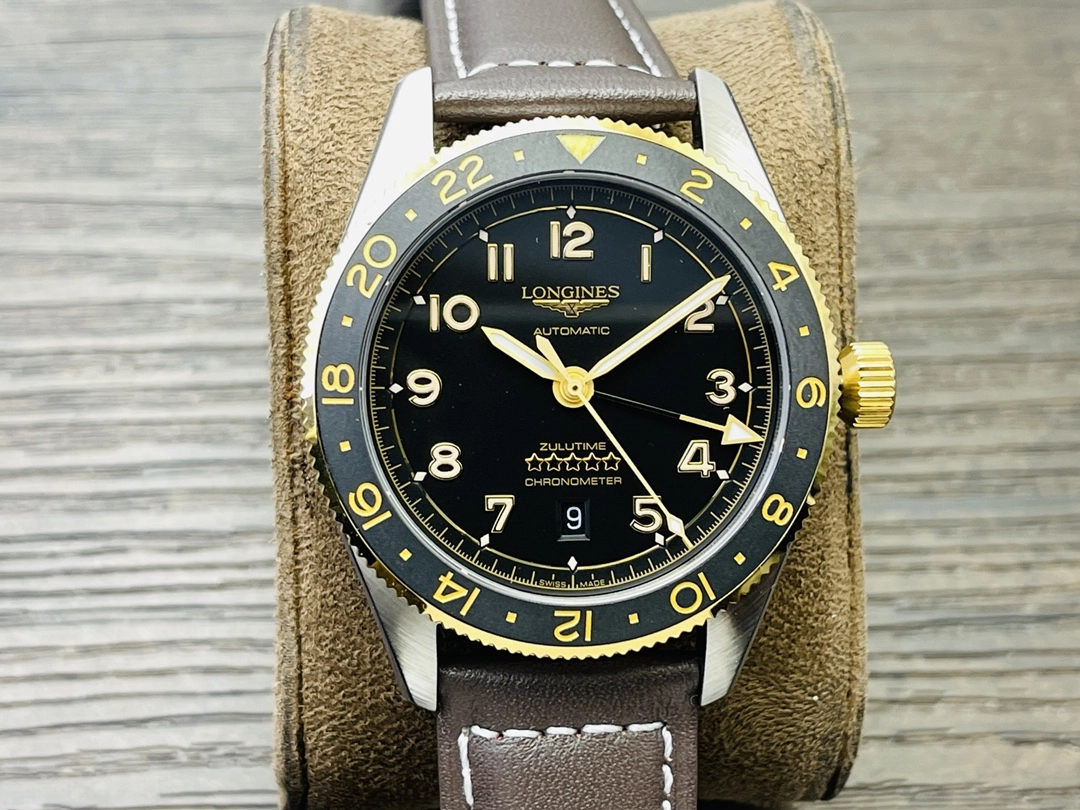 ロンジン「Longines」 スピリット ズールータイム "ゴールドアクセント" メンズウォッチ42mm
