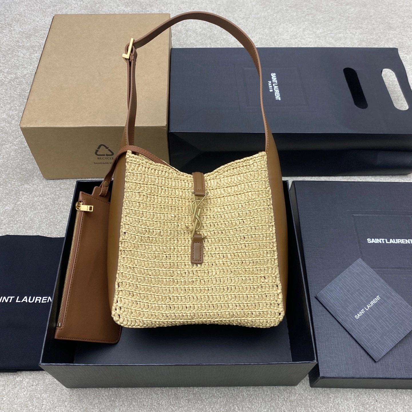 サンローラン「Saint Laurent」ラフィア編み ホボバッグ