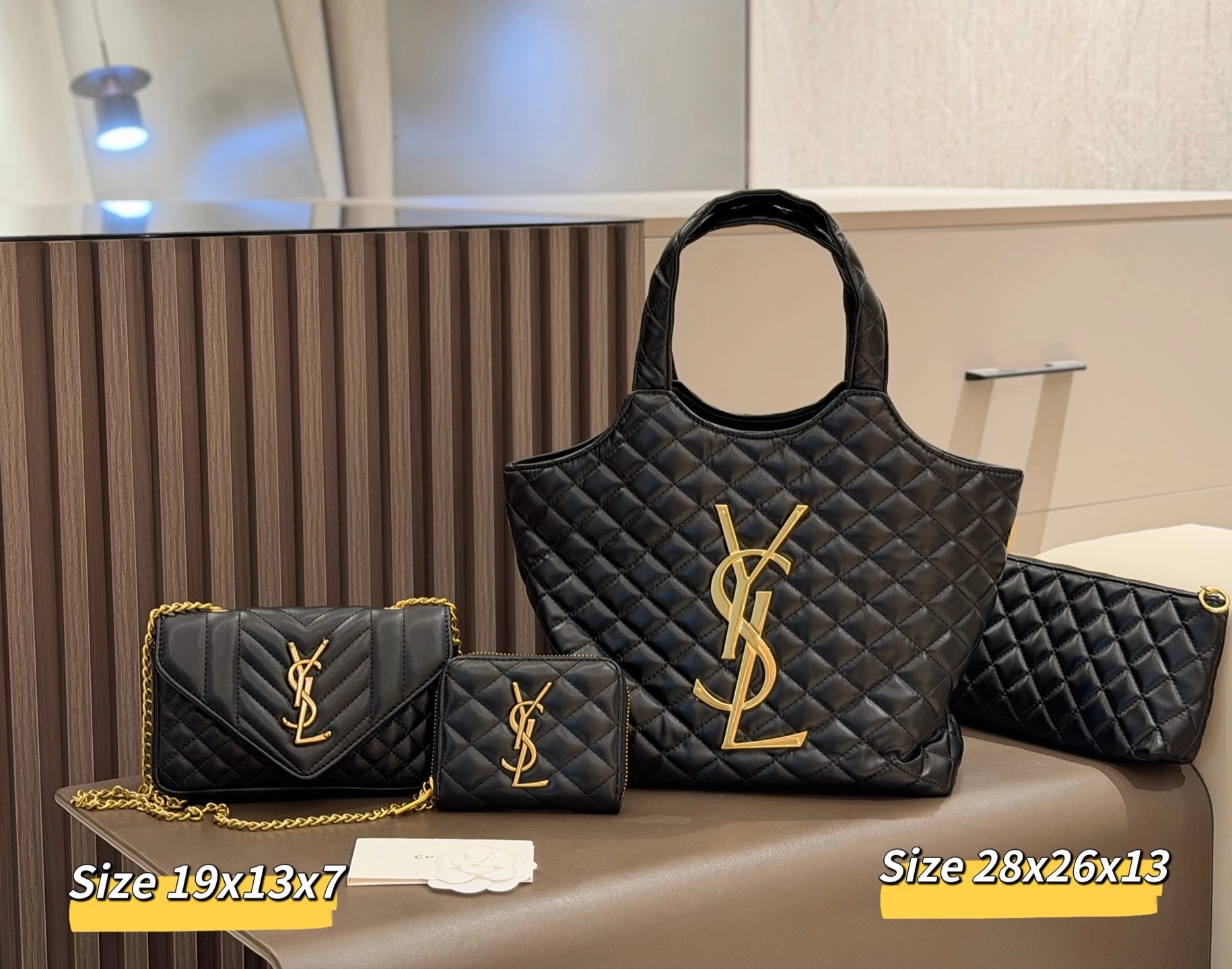 「イヴ・サンローラン」YSL レザー トートバッグ+チェーンウォレット+コインケース+ポーチ 4 点セット 限定セール 大人気販売中