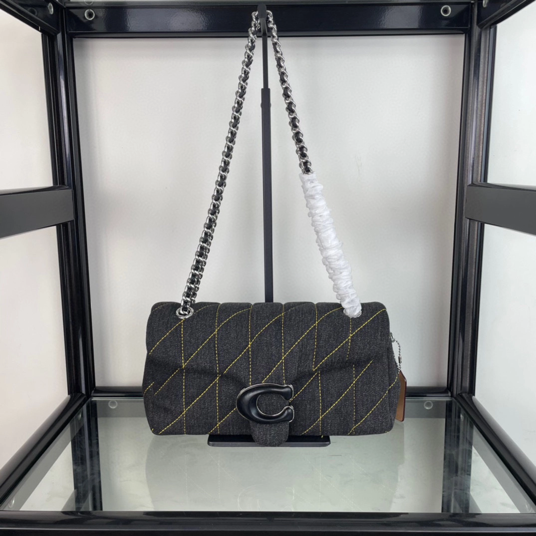 コーチ「Coach」Tabby 20 菱格纹绗缝 デニム チェーンショルダーバッグ