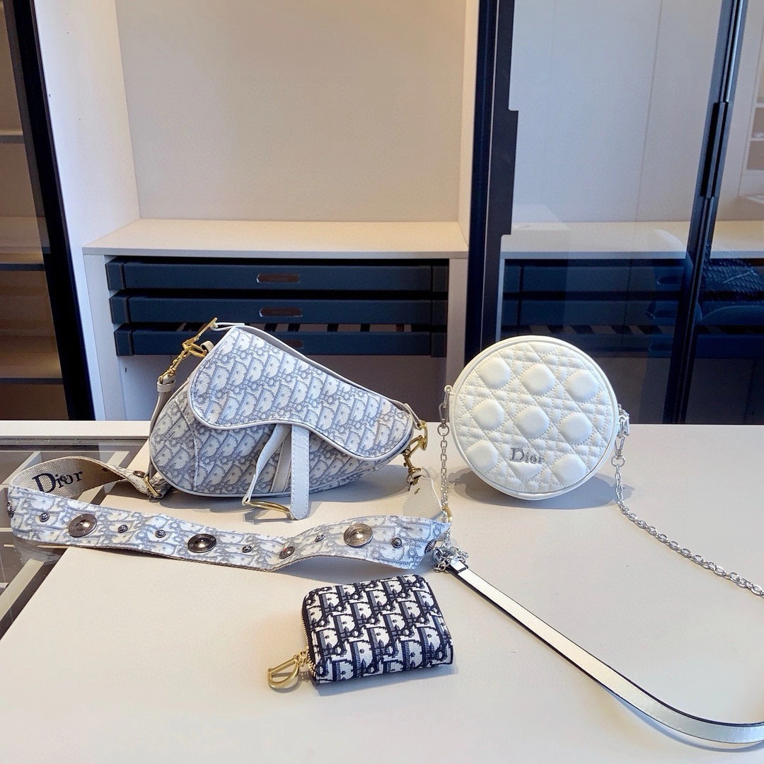 「ディオール」Dior 3 点セット サドルバッグ+ラウンドバッグ+財布