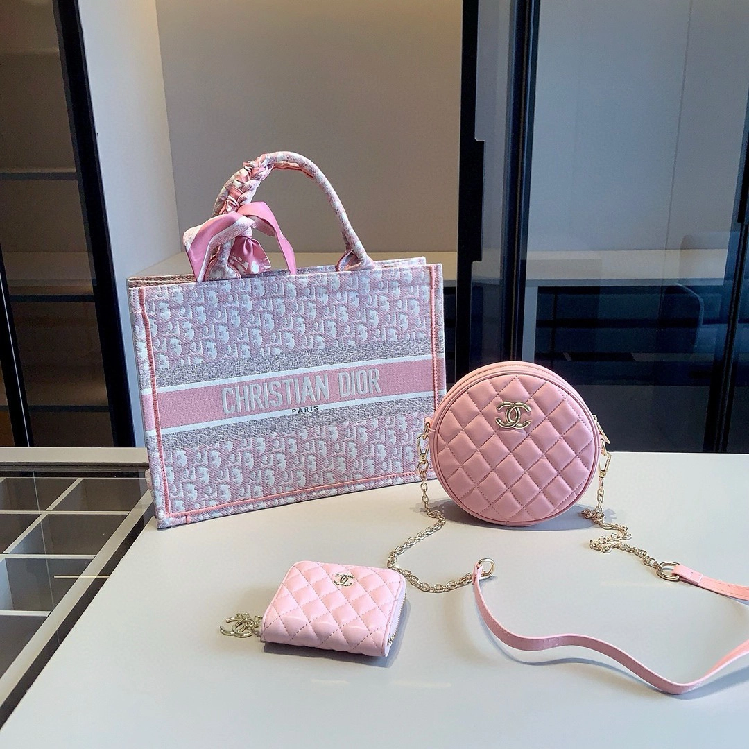 「ディオール」Dior 3 点セット トートバッグ+ラウンドバッグ+コインケース