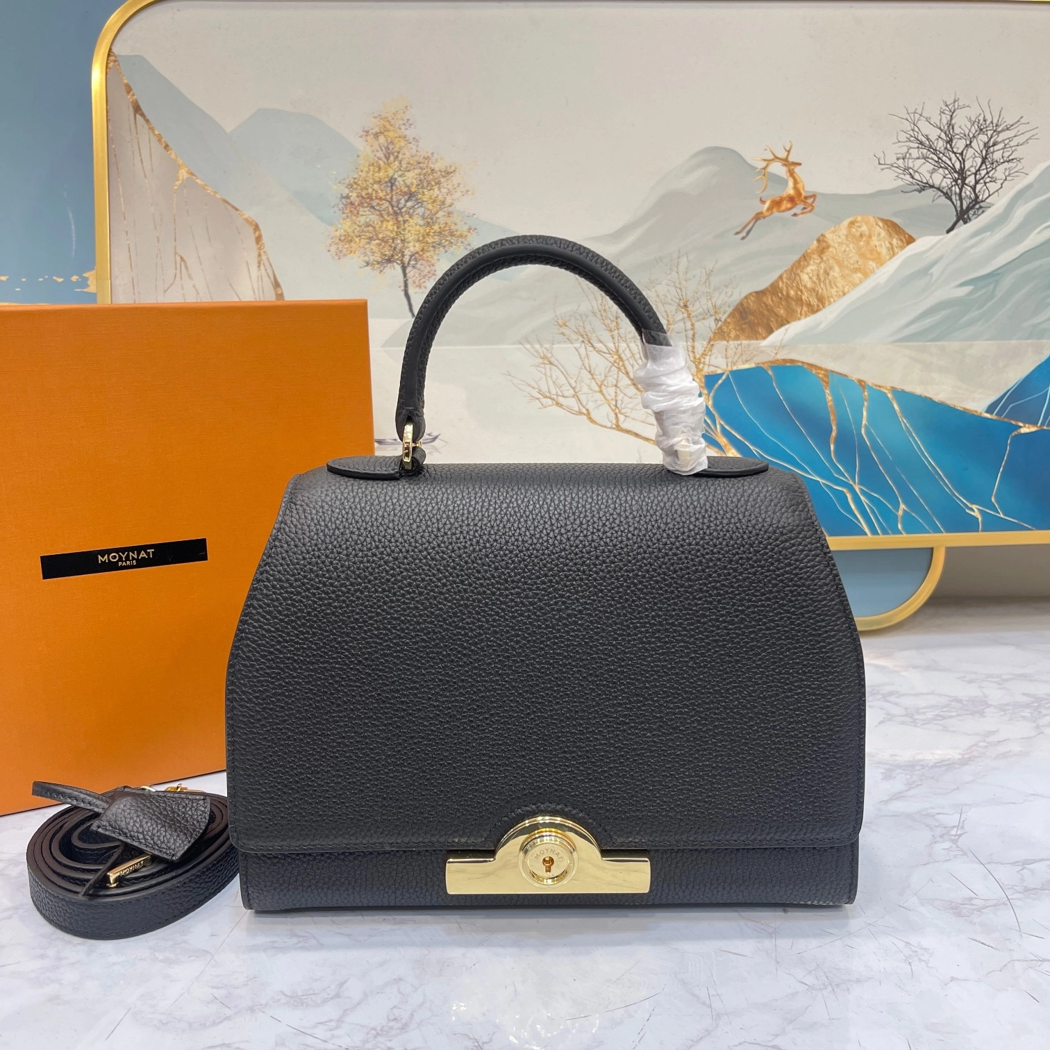 モイナ「Moynat」Réjane レザーバッグ
