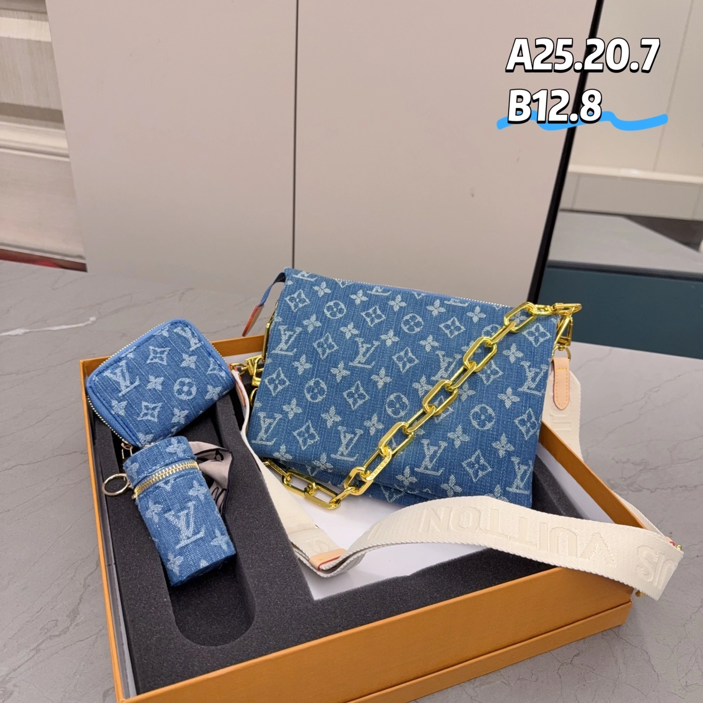 「ルイ・ヴィトン」Louis Vuitton デニムクッションバッグ+財布+チャーム ギフトセット 限定セール 大人気販売中