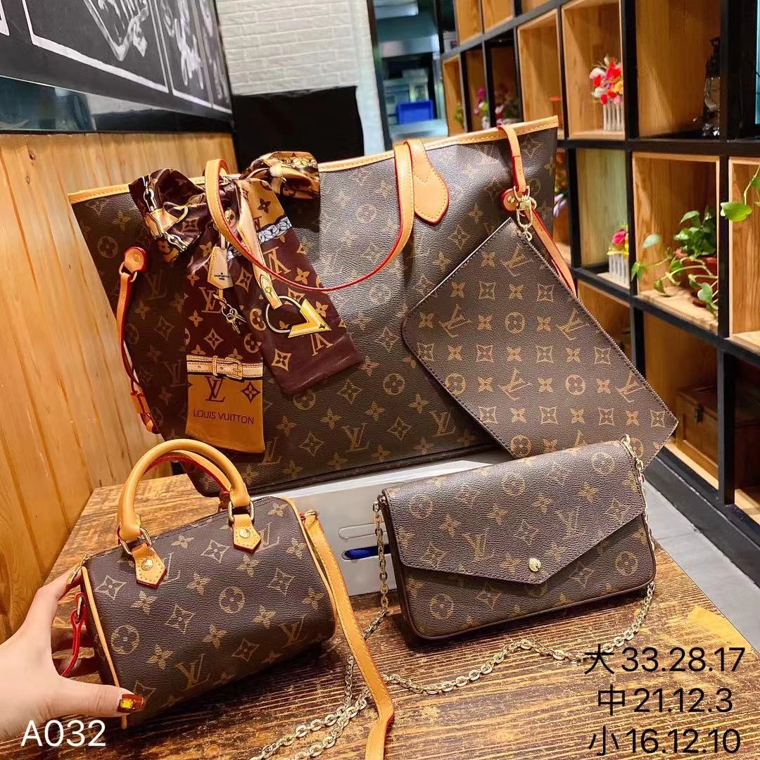 「ルイ・ヴィトン」LOUIS VUITTON モノグラム トートバッグ+ミニボストンバッグ+チェーンウォレット+ポーチ 4 点セット 限定セール 大人気販売中